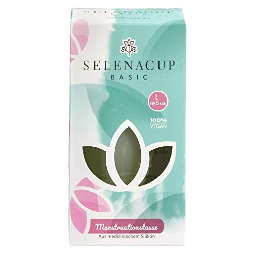 Selenacare Menstruationstasse Basic - waschbarer Periodencup aus medizinischem Silikon - mit Aufbewahrungsbeutel aus Baumwolle Größe L (33ml)