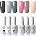 Produktbild ROSALIND UV Lack Set Hybrid Nagellack Shellac 6 Farben lakiery hybrydowe do paznokci Graue rosa Reihe Soak Off Gel Poilsh 15ml