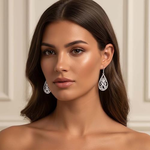 Teardrop Dangle 925 Sterling Silver Earrings for Women with Heart Cubic Zirconia Custom Name Earrings Personalized Jewelry for Women2