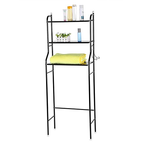 Preisvergleich Produktbild 3-Tier Toilettenregal Waschmaschinenregal Badezimmer Waschraum Standregal Allzweckregal (schwarz)