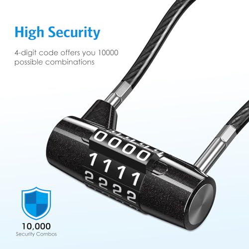 Image of AMIR 2 Pack Combination Padlock, 4 Digit Combination Lock Outdoor, Waterproof Cable Lock, Gate Locks for Outdoor Fence, Gym Locker, Hasp Cabinet, Gate