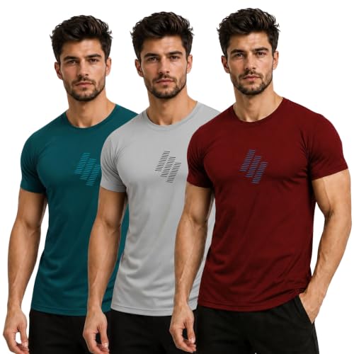 Image of 3Colors Men's Active Polyester T-Shirt | Quick Dry Gym Workout Tee | Stretch Sports Round Neck Running T-Shirt-STEPUP LINE
