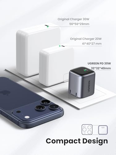 Image of UGREEN 30W USB C Charger for iPhone 17, Nexode Foldable GaN PPS Compact Fast Wall Charger Block, USB-C Power Adapter for iPhone 17 /16 /15 /14, Galaxy S26 /S25 /S24 /S23, MacBook Neo /Air, Black