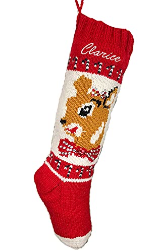 Christmas Stocking Personalized Hand Knit Vintage...