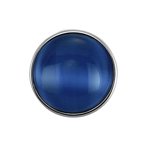 Quiges Damen Click Button 18mm Chunk Versilbert Cateye Blau für Druckknopf Zubehör Cover