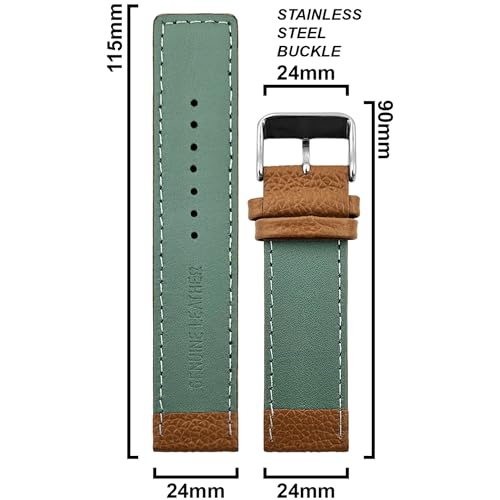 Image of DBLACK ''ZOLO'' Premium Leather Watch Strap, Pebble Pattern Design Watch Belt / / For 20mm, 22mm, or 24mm Boxy Finish Watch Band (Choose Your Size & Color)