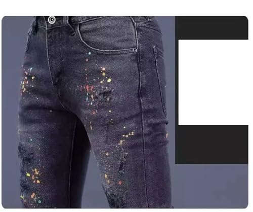 Men's Print Slim Fit Classic Denim Skinny Jeans Casual Trousers2