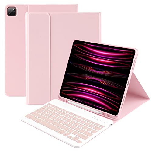 Image of Keyboard Case for iPad Air 13 inch Case Keyboard for iPad Pro 12.9 inch Case with Keyboard Compatible with iPad Pro 6th /5th /4th /3rd Generation 2022-2018 /Air (M2) with Auto Sleep /Wake Function Pink