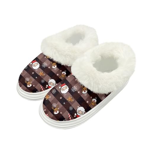 chaqlin Women's Christmas Slippers Platform Women Slippers Slip on Fluffy Fleece Lined House Shoes for Indoor Outdoor