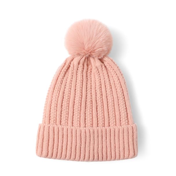 Image of Nollia Women's Pom Pom Knit Winter Beanie for Cold Weather - Warm Fleece - Cable Knit