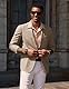 PJ PAUL JONES Herren Freizeit Leinen Blazer Business Sakko Sportlich Regular Fit 2 Knopf Anzugjacke (Khaki, 2XL)