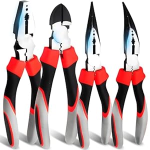 Retoo Tangenset punttang zijsnijder recht verlengde tang gebogen verlengde tang 185 mm combinatietang 4-delig voor doe-het-zelvers en professionals tangenset punttang combinatietang gereedschap