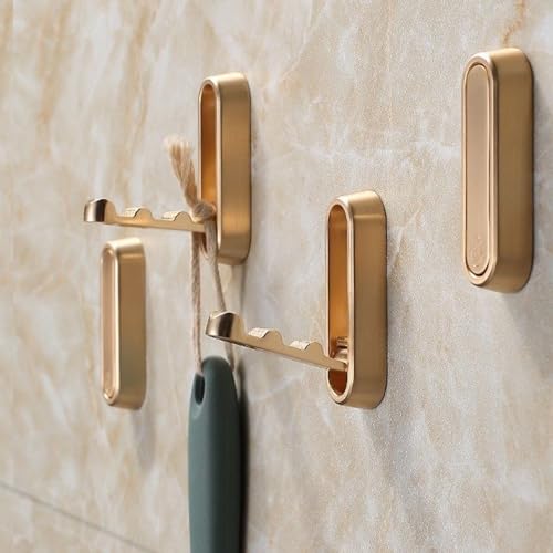 DUINIU 4 Stück Goldener Unsichtbarer Wandbehang, Klappbare Kleiderhaken Aus Metall, Aufbewahrungshaken Für Kleiderschränke, Geeignet Für Schlafzimmer, Badezimmer Und Wohnzimmer.