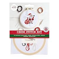 Simply Make Kreuzstich-Set – Weihnachtsmann-Design für Kinder und Erwachsene, inklusive Reifen, Stickgarn, Stoff und Nadel – perfekt für Erwachsene Handwerk und Anfänger – Starter-Kreuzstich-Bastelset
