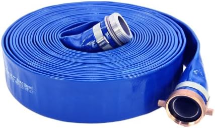 1147-2000-50 PVC Discharge Hose Assembly, Blue, 2" Male X Female NPSM, 65 psi Max Pressure, 50' Length, 2" ID