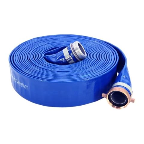 Abbott Rubber 1147-2000-50 PVC Discharge Hose Assembly, Blue, 2" Male X Female NPSM, 65 psi Max Pressure, 50' Length, 2" ID Cover