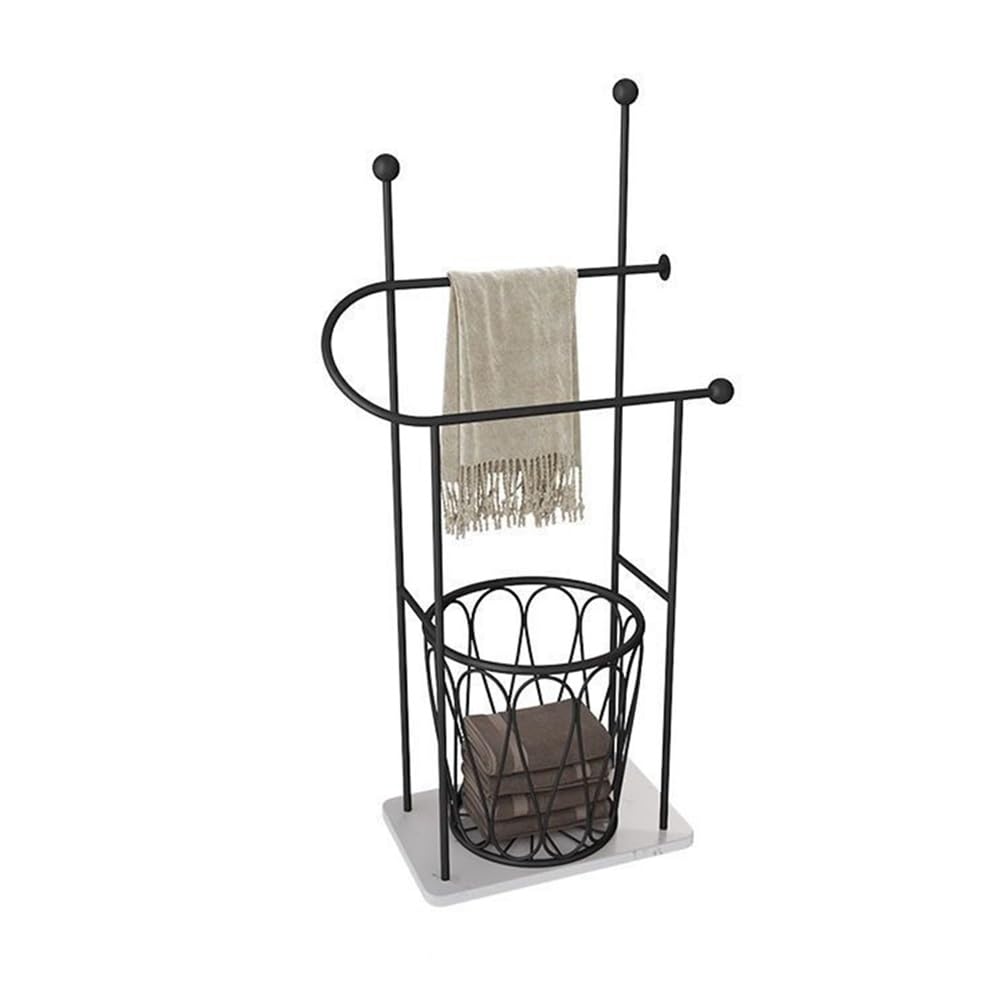 towel rail Bathroom Storage Towel Rack Simple Floor Marble Standing Bathtub(With basket)