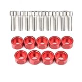 LNNDML Aluminum 9 Pcs JDM M8 Fender Washers and Bolt for EK EG Air Inlet Manifold Engine(Red)