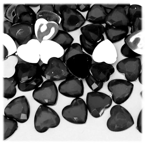 The Crafts Outlet 144pc Flatback Rhinestones Heart 14mm - Jet Black