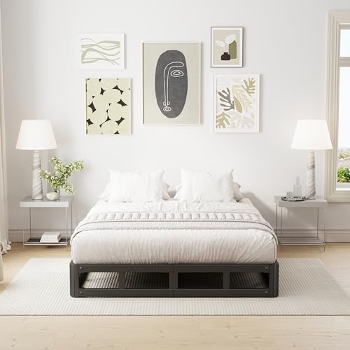 LAKKURI 5 Inch High Full Size Bed Frame Low Profile, No Box Spring Needed Platform Bed Frame Full Size, Steel Slat Support, Heavy Duty, Easy Assembly, Black by LAKKURI - Image 9