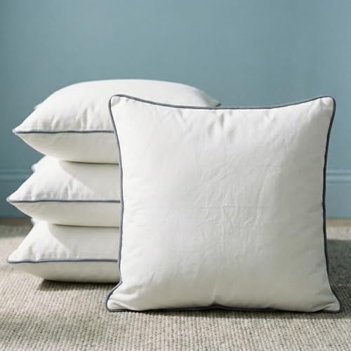 Image of AYKA Microfiber Cushion Filler Set of 4 (24x24 Inch) | Soft & Fluffy Sofa Cushions Inserts | Premium Polyester Fiber Throw Pillows for Sofa, Couch, Bed & Living Room Decor | White