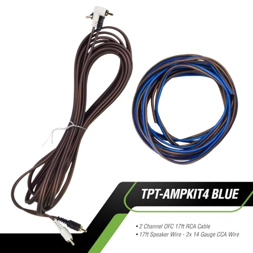 Image of Timpano Amplifier Wiring Kit - 4 Gauge Amp Kit 2000 Watts Car Amplifier Installation CCA Cables Kit - 150 Amp Fuse Single Amp TPT-AMPKIT4 Blue