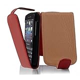 Cadorabo Hülle kompatibel mit BlackBerry Q10 Flip Design aus Premium Kunst Leder Flip Klappbare Stoßfeste Magnetische Cover Hülle für BlackBerry Q10 Tasche in Rot