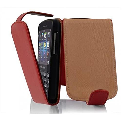 Cadorabo Hülle kompatibel mit BlackBerry Q10 Flip Design aus Premium Kunst Leder Flip Klappbare Stoßfeste Magnetische Cover Hülle für BlackBerry Q10 Tasche in Rot