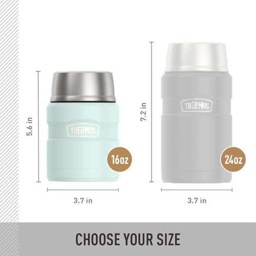 Image of THERMOS Stainless King Vacuum-Insulated Food Jar with Spoon, 16 Ounce, Matte Light Blue