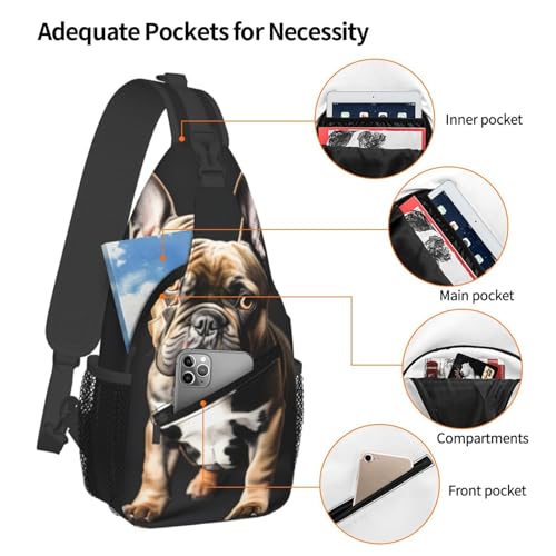 Mochila cruzada con estampado Bulldog Francés orejas largas miniatura 4