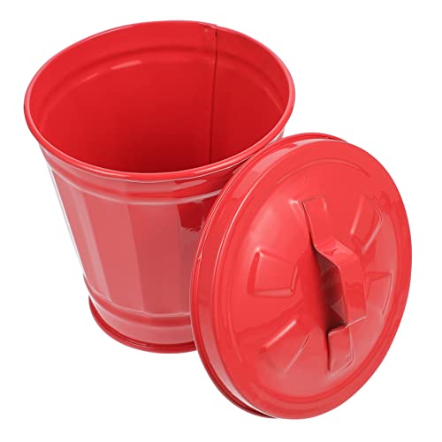 Caneca de basura metálica roja para escritorio 4.33x3.54x3.54 in
