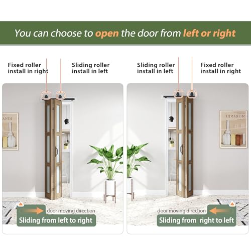Image of FREDBECK Bifold Barn Door Glass 24X84 (Double 12x84), Brown, for Bathroom