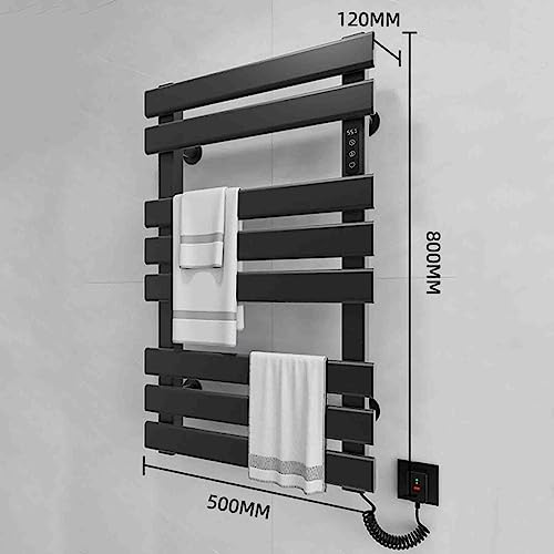 Toallero eléctrico aluminio negro calefacción constante temporizador pared 8