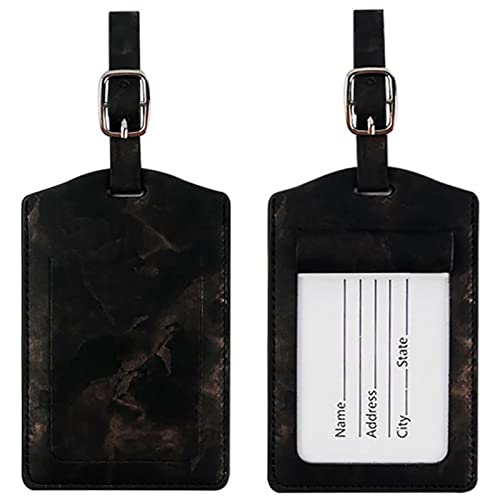 2 Pieces Luggage Tags with Adjustable Strap and Name ID Card,Pu L...