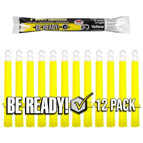 Be Ready Yellow Glow Sticks – Industrial Grade 12 Hour Illumination Emergency Safety Chemical Light Glow Sticks
