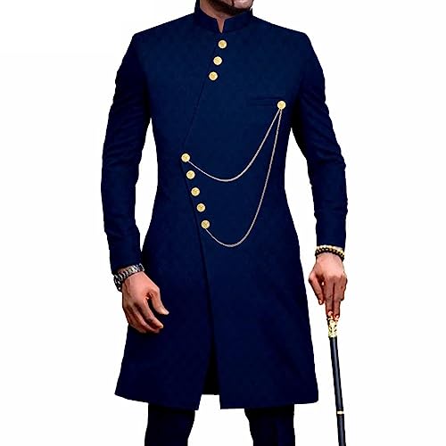 African Formal Top and Pants Outfit Men Dashiki Clothing Long Sleeves Suit Fashion Shirt Jacket Trousers 2 Piece Set