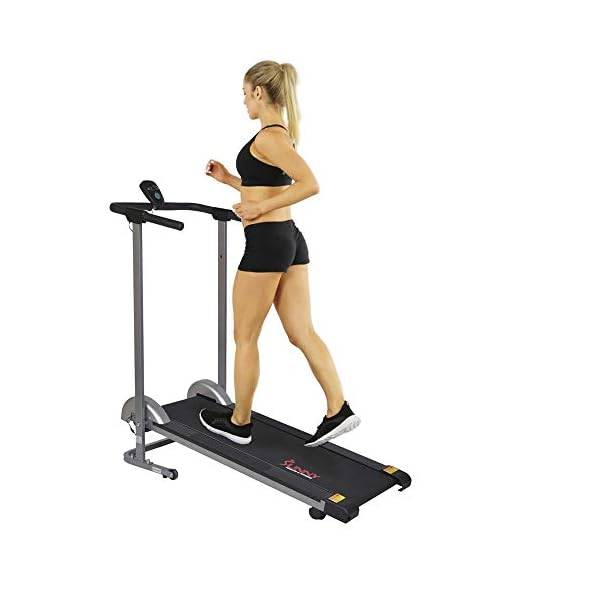 Sunny Health & Fitness SF-T1407M Foldable Manual Walking Treadmill, Gray