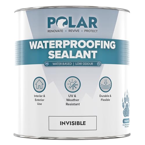 Polar Waterproofing Sealant - 33 Fl Oz - Clear Invisible Finish - Outdoor Waterproof Coating for Interior & Exterior Wood, Brick, Stone Surfaces, Concrete Tile & Grout - One Coat Waterproof Protection