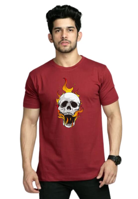 Skull fire Color t-Shirt 18 Maroon