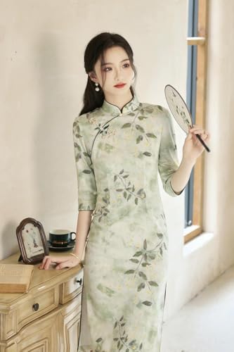 Robe cheongsam boutons osmanthus pour réceptions et soirées - 6