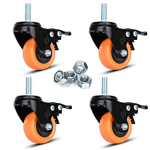Swivel Caster Wheels 2 Inch Heavy Duty Threaded Stem Casters 3/8