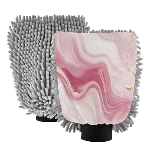 GakkiGii Wave Marble 2 Pack Microfiber Car Wash Mitts, Dual-Sided Chenille Gloves, Scratch-Free for Auto Detailing & Home Cleaning, L