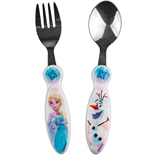alles-meine.de GmbH 2 TLG. Set Besteckset - Edelstahl - die Eiskönigin - Frozen - rostfrei BPA frei - Besteck - Kinderbesteck - Gabel + Löffel - für Kinder + Baby/Eßlernbes..