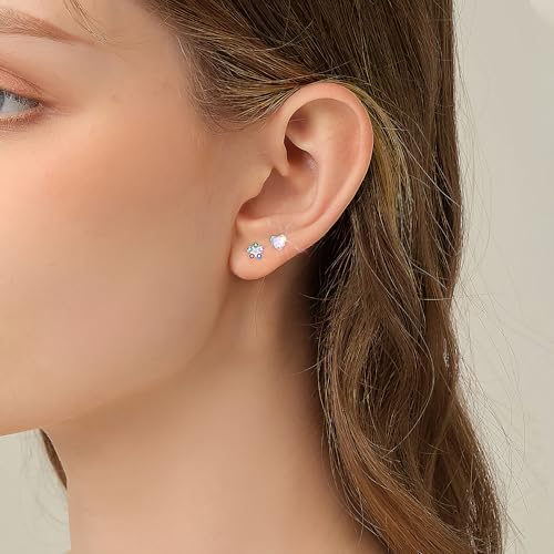 JUANKIKI 12 Pairs Screw-Back Earrings Suitable for Women 316l Stainless Steel Hypoallergenic With Cute Heart-Shaped Cz Flower and Pearl Ball Inlays A Gift For Women - image 5