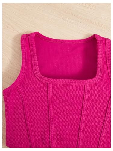 SHENHE Girl's 3 Pack Square Neck Sleeveless Asymmetrical Fitted Tank Bustier Crop Tops3