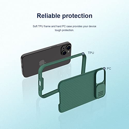 Image of Mangix for iPhone 14 Pro Max Case with Camera Cover,Slim Fit Thin Polycarbonate Protective Shockproof Cover with Slide Camera Cover, Upgraded Case for Apple iPhone 14 Pro Max (Green)