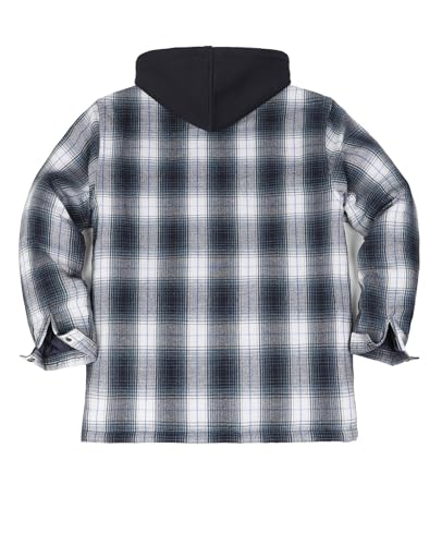 Image of ZENTHACE Men's Quilted Lined Hooded Plaid Jacket,Zipper & Snap Closure