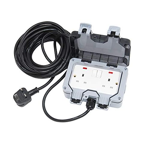 10M Waterproof Outdoor Extension Lead with 2 Sockets Cover