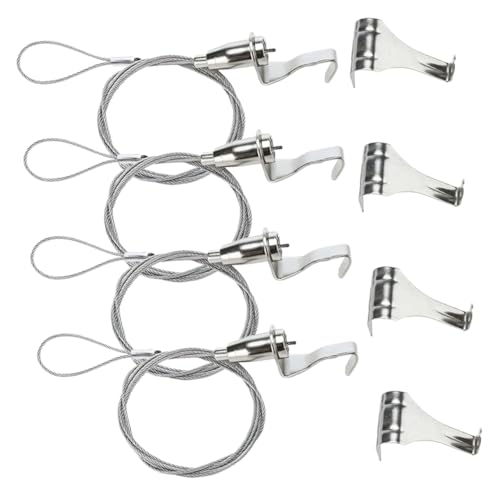 NUOLUX 4セット 重荷重対応ピクチャーフレームハンギングコード 耐久性鋼ワイヤー調節可能フック付 額縁壁掛け用写真吊りロープ 家 ギャラ