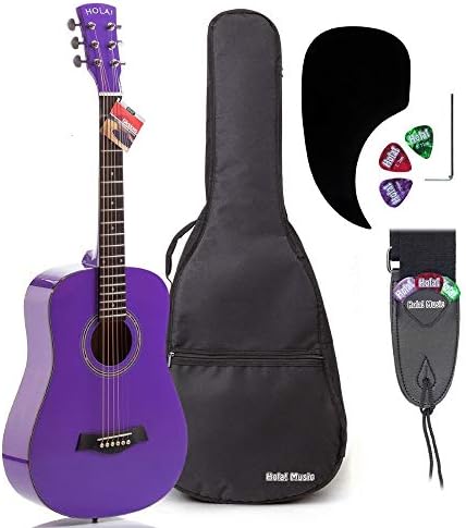 Hola! Music Acoustic Guitar Bundle for Beginners and Kids - 3/4 Size (36") Guitars - "Purple"